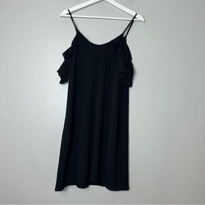ABS Collection Black Cold Shoulder Flutter Sleeve‎ Lined Dress Medium